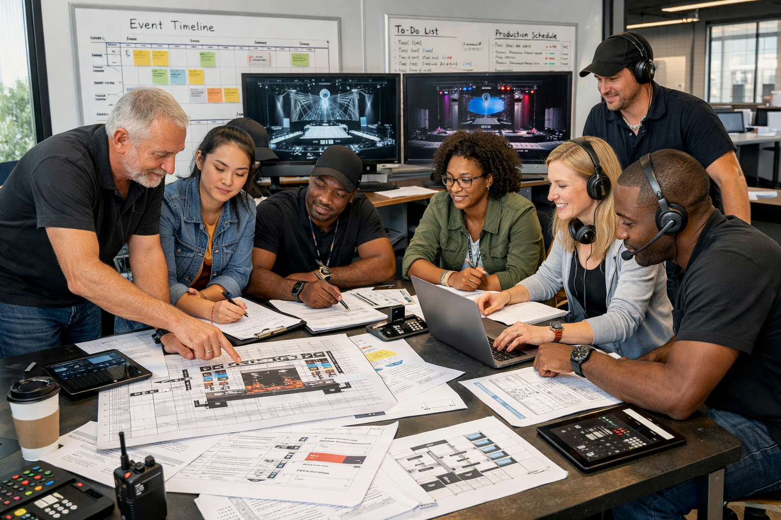 Sahne ve Isik Produksiyon ekibi calisma ortami