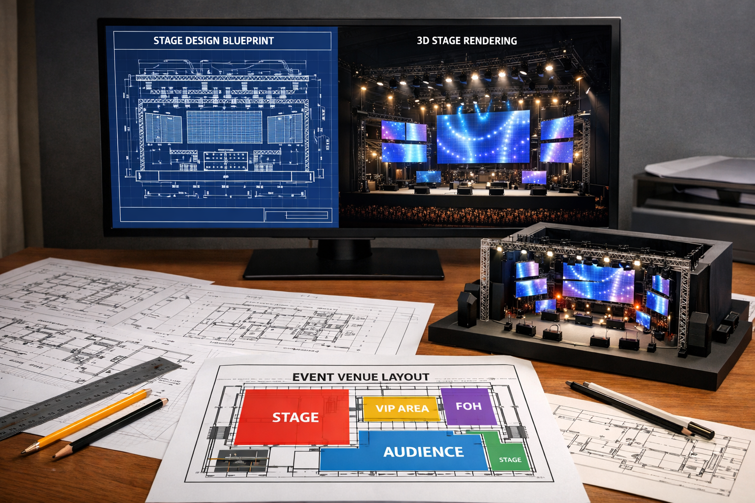 Sahne ve alan tasarim cizimi